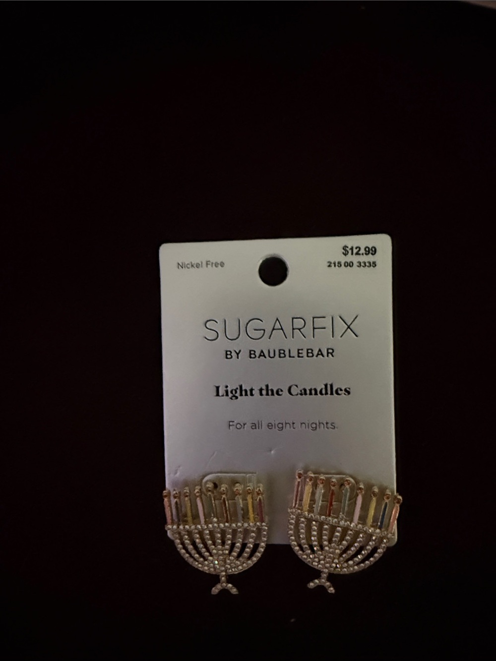 SUGARFIX Gold Menorah Stud Earrings